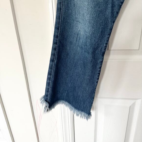 J Brand Julia High Rise Frayed Hem Crop Flare Ankle Denim Jeans in Romance 31 - Picture 5 of 14